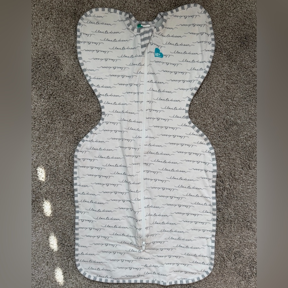 Love to Dream White and Gray Script Swaddle